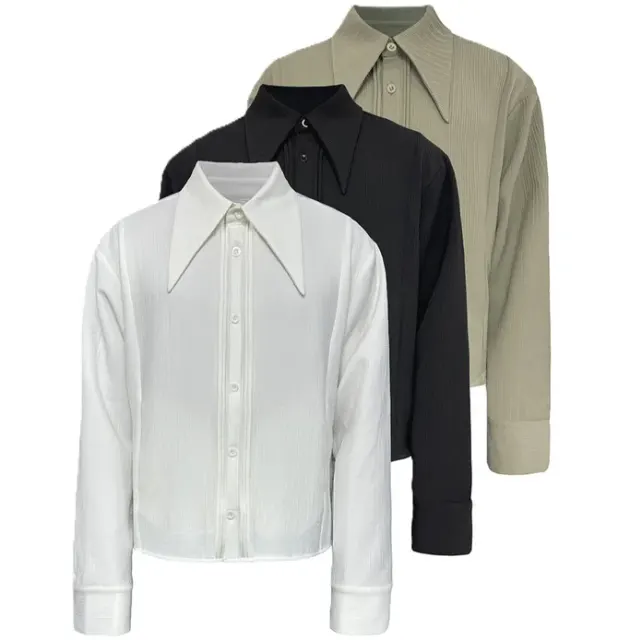 JCAESAR Pointed Collar Button Up Shirt (3 Variants) — product photo