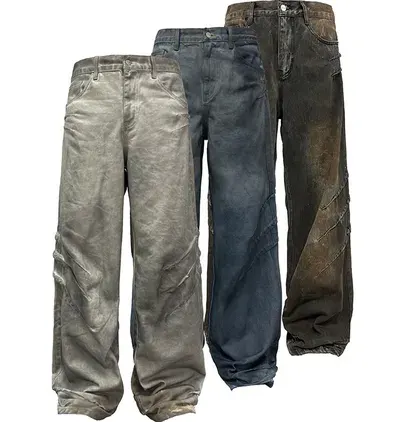 JCAESAR Scratched Baggy Jeans (3 Variants) — product photo