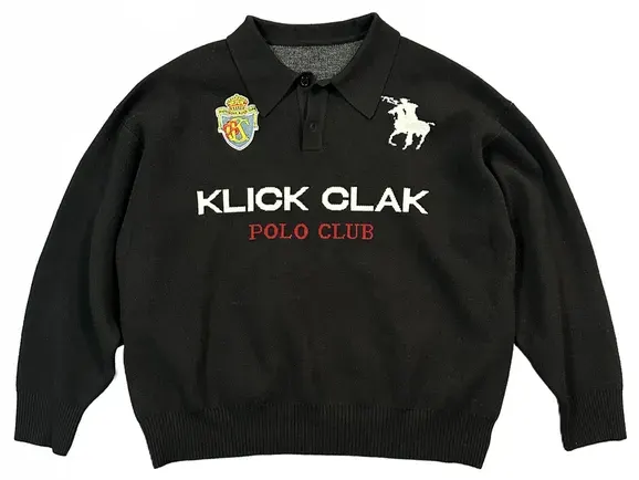 KLICK CLAK Black Polo Knit Sweater — product photo