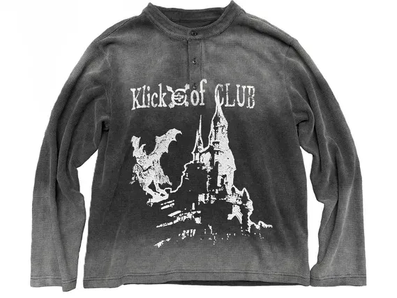KLICK CLAK Washed Black Waffle Knit Sweater — product photo
