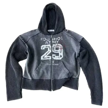 KLICK CLAK Washed Bullseye Zip-Up Hoodie — product photo