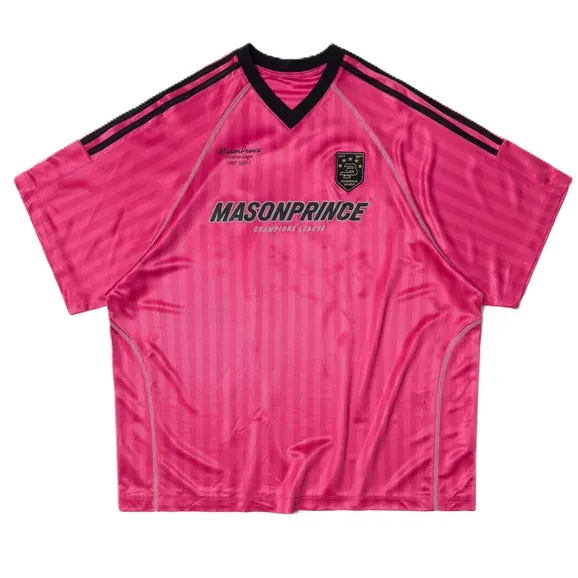 MASONPRINCE Pink Striped Football Jersey — product photo