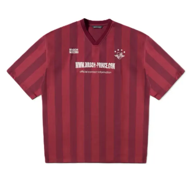 MASONPRINCE Red Striped Football Jersey — product photo