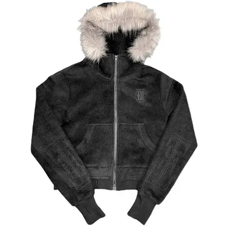 noEmosen Black Fleece Fur Jacket — product photo