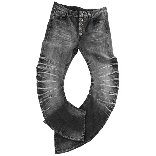 noEmosen Rippled Cracked Washed Scimitar Jeans Black — product photo