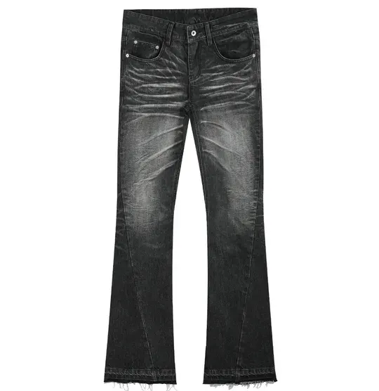 noEmosen Washed Flared Whisker Jeans Black — product photo