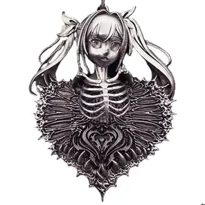 Ossuary Anime Girl Skeleton Silver Pendant — product photo