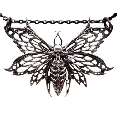 Ossuary Skeleton Butterfly Silver Pendant — product photo