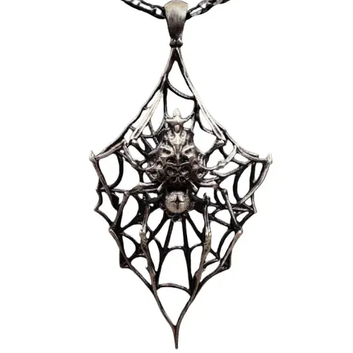 Ossuary Spider Web Silver Pendant — product photo