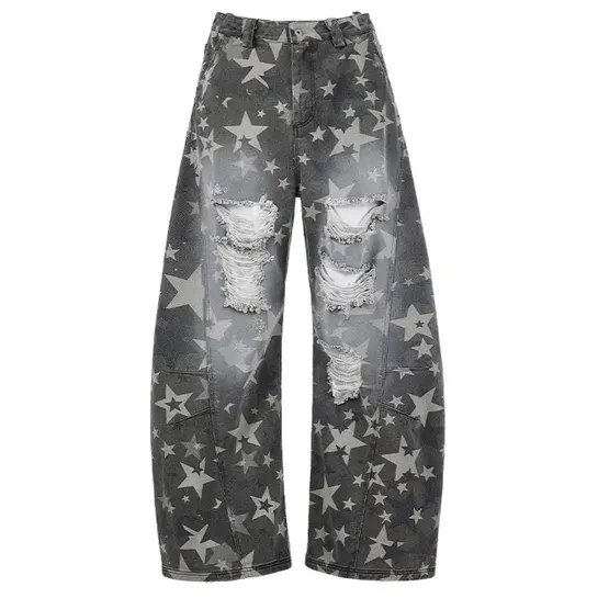 PEOPLESENSE Baggy Star Pattern Jeans — product photo