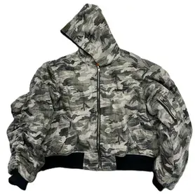 PopProject Hoodie Bomber Jacket Distressed Camo — product photo