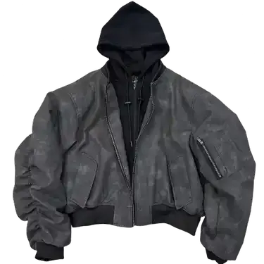 PopProject Hoodie Bomber Jacket Grey — product photo