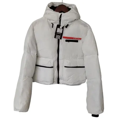 Prada Cropped Puffer Down Jacket White — product photo