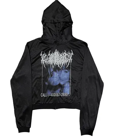 RYE CHASIN Black Mesh Zip-Up Hoodie — product photo