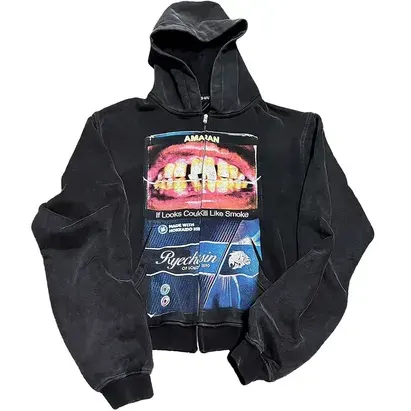 RYE CHASIN Smoking Kills Zip-Up Hoodie — product photo