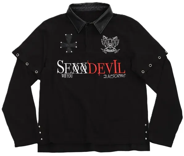 SexxDevil Black Longsleeve Polo — product photo