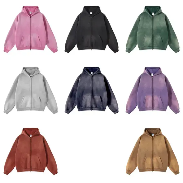 Unbranded Blank Washed Zip-Up Hoodies #2 — product photo