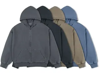Unbranded Blank Washed Zip-Up Hoodies #1 — product photo