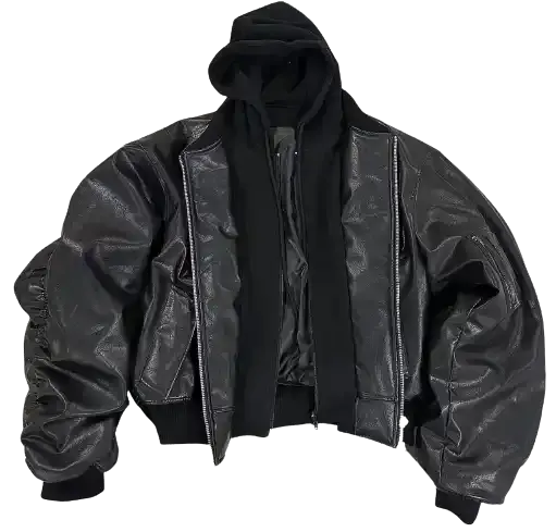 PopProject Hoodie Bomber Jacket Black — product photo