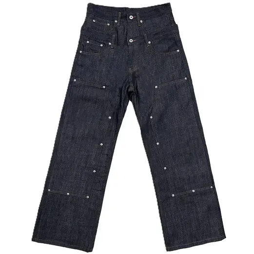 WANNA LAB Double Waisted Raw Denim Pants — product photo
