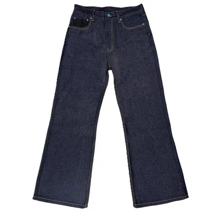 WANNA LAB Flared Raw Denim Jeans — product photo