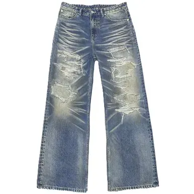 WANNA LAB Light Blue Whisker Jeans — product photo